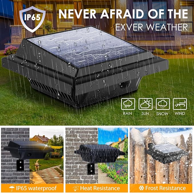 KEENZO Outdoor Solar Lights - Gutter Lights 8pcs, Solar-Powered LED Wall/Fence/Step/Deck Lights with 25 Cool White LED, Outdoor Waterproof Lighting for Garden, Patio, Backyard, Pathway and Eaves Wall