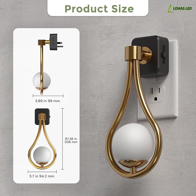 L LOHAS LED Night Lights Plug Into Wall: Dusk to Dawn Sensor, Soft White 3000K Nightlight, 0-100LM Adjustable Brightness, 330°Rotating Plug in Night Light for Bathroom, Hallway, Bedroom, Stairway