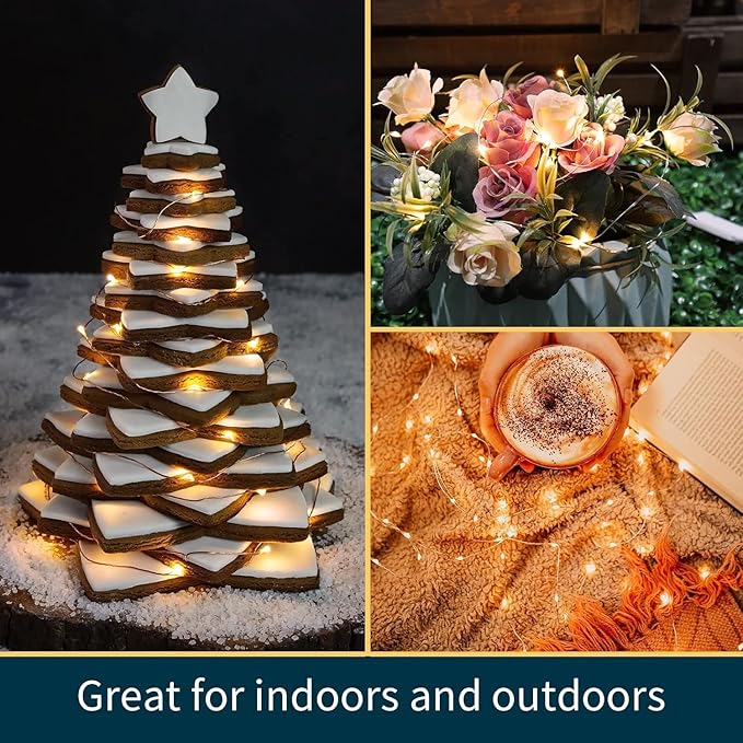 LAMPHOME 6 Pack Warm White Fairy Lights Battery Operated, 7ft 20 LED Valentine's Day Decoration String Lights Copper Wire Firefly Starry Lights for Mason Jars Wedding Party centerpieces for Tables