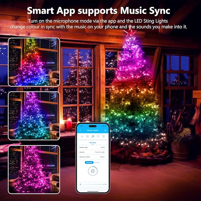 dalattin Led Lights 32.8ft,Smart RGB IIC Fairy Lights 100 LEDs,130+ Holiday Scene Modes,IP65 Waterproof&Sync with Music Led String Lights,New Year Valentine's Decor with App&Remote Control