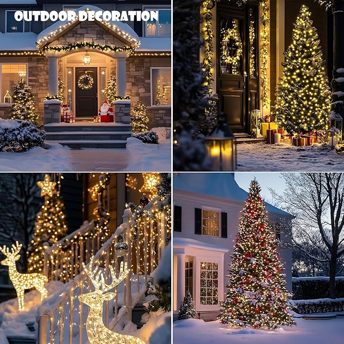 Fairy Lights Plug in,328FT 2000 LEDs Waterproof Led String Lights,8 Modes Remote Twinkle Light for Bedroom Window Weddings Christmas Holiday Decoration,Silver Wire,2 Inch Led Space,Warm White