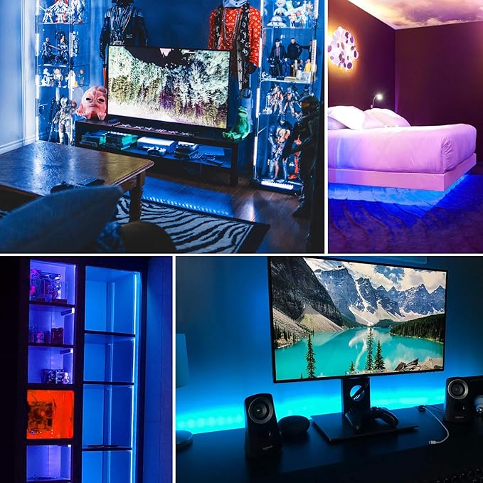 12 Volt 20ft Blue led Strip Lights, Non-Waterproof 360 LEDs Blue led Lights for Bedroom, Shops, Christmas, Halloween.