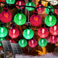 2-Pack 100 LED Red and Green Solar String Lights Outdoor - 64FT Crystal Globe Waterproof Solar Lights for Outside with 8 Lighting Modes for Patio Decorations, Garden, Wedding, Party, Porch, Tree