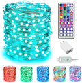 Minetom Upgraded Color Changing Fairy String Lights - 33 ft 100 LED 24 Colors USB Silver Wire Lights with Remote and Timer for DIY Bedroom Party Indoor Christmas Decoration, Adapter Included