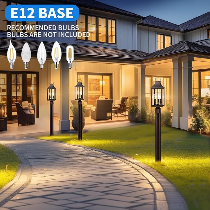 18.62 Post Light Outdoor, Large 3-Light Lamp Post Light Fixture, Modern Pillar Outside Lighting Waterproof Post Lantern Lamp Outdoor Post Light Fixtures Pole Lights for Porch, Brown, 1 Pack