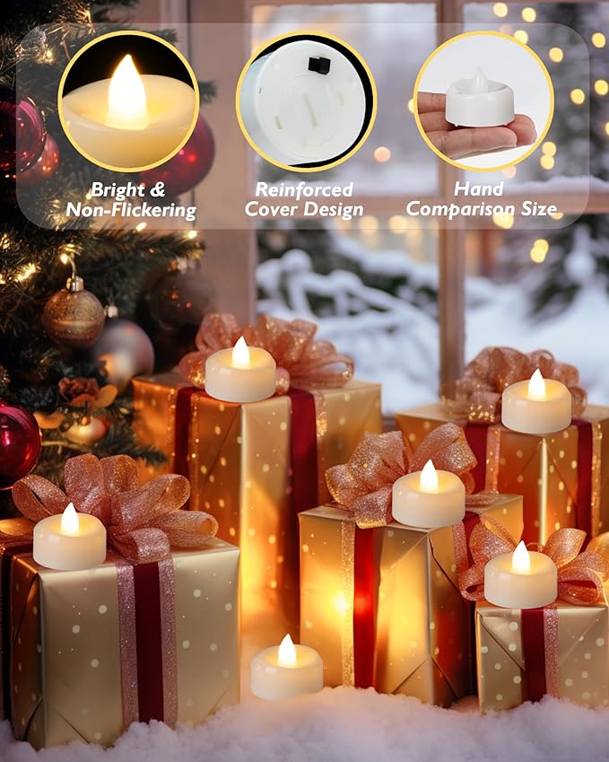BEICHI Flameless Candles, 12/24/50/100/150 Pack Tea Lights Battery Operated, No Flickering Votive Candles LED Tea Lights for Halloween Christmas Wedding Home (50 Pack, Warm White)
