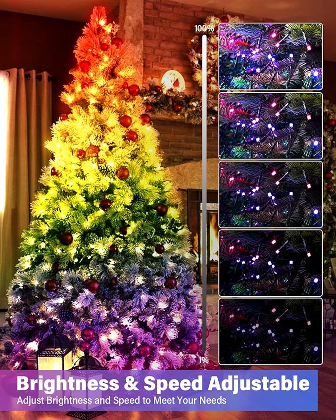 99FT 300Led Smart Christmas String Lights Color Changing, DIY Dynamic Outdoor Tree Lights App Remote Control Music Sync, Group Control Fairy Twinkle Lights for Indoor Xmas Fence Handrails Decorations