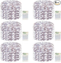 LitHome 6 Pack Cool White Fairy Lights Battery Operated, 20 FT 60 LED Twinkle Lights Battery Operated 2 Modes, Waterproof Led Fairy String Light for Indoor Outdoor Christmas Wedding Bedroom Decor