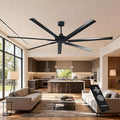 100 Inch Industrial Ceiling Fans, Black DC Motor Ceiling Fan No Light with Remote Control, High CFM Quiet Large Ceiling Fan for Shop Garage Warehouse, 7 Aluminum Blades, Indoor Outdoor Commercial Fan