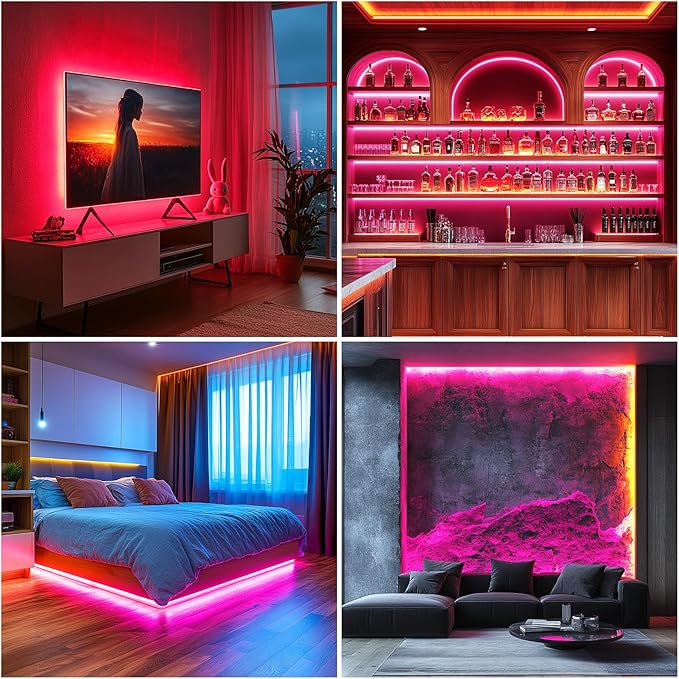 Short Led Strip Lights Pink 5V USB LED Lighting COB LED Strip Pink Flexible LED Tape Light Not Dimmable Small led, for Display Cabinet, Home DIY Lighting Room Decor TV Lights (3.28FT/1M)