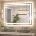 Keonjinn 48" x 36" Lighted Mirror for Bathroom Wall, LED Mirror with Frontlit & Backlit, Bathroom Mirror with Lights, Dimmable 3-Color Lights, HD Tempered Glass, UL-Listed LED Driver