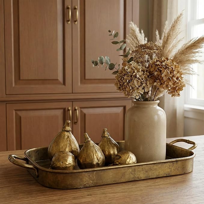 Handcrafted Cast Iron Fig Shaped Home Décor Set of 5 - Vintage Gold-Finished Tabletop Sculptures for Living Room, Office, and Shelf Display, Unique Art Sculptures for Modern and Rustic Home Interiors