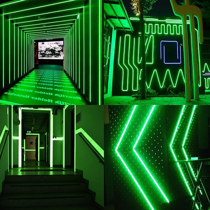 SURNIE LED Neon Lights 50ft LED Strip Lights Waterproof 110V Flexible Cuttable Connectable Rope Lights Outdoor, Green Neon Lights Decor DIY, Bar, Hotel, Commercial Building Use