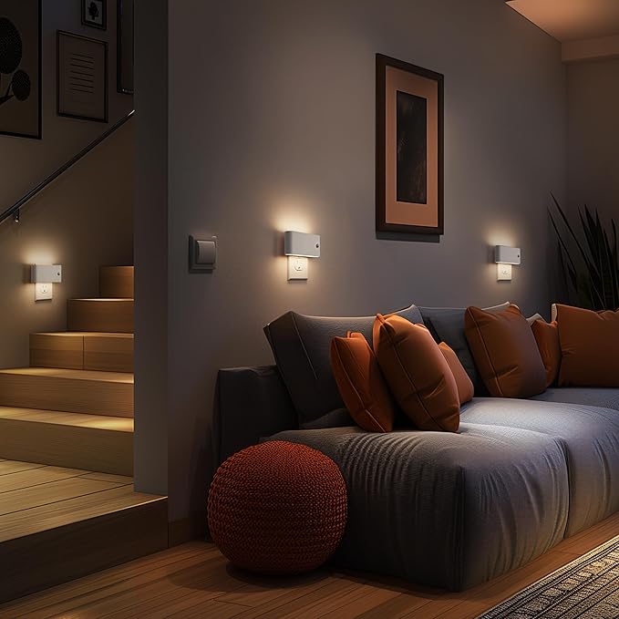 Briignite LED Night Light Motion Sensor 2 Pack, Night Lights Plug into Wall, Auto On Off, 0-100LM Dimmable Night Light Plug in, 3000K Warm White LED Nightlight for Kids Bedroom Hallway