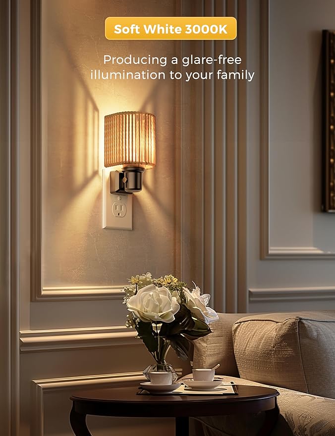 L LOHAS LED Night Lights Plug into Wall, Plug in Night Light, Bohemian Nightlight Dimmable with Light Sensor, 3000K, Boho Nightlights Farmhouse Decorative for Bedside Bedroom Bathroom Hallway, 2 Pack