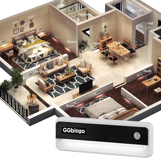 Motion Sensor Night Lights, 1800mAh Rechargeable Motion Activated Night Light, 6000K Battery Operated LED Sensor Light Indoor for Stair, Bedroom, Stairway, Hallway, Kitchen, Cabinet, Closet
