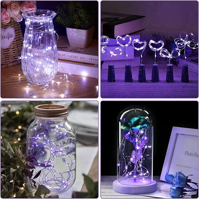 Bexdir 12 Pack Fairy Lights Battery Operated String Lights，7FT 20LED Waterproof Silver Wire Christmas Lights Outdoor,Firefly Mini Lights for Bedroom Party Birthday Wedding Home Decor