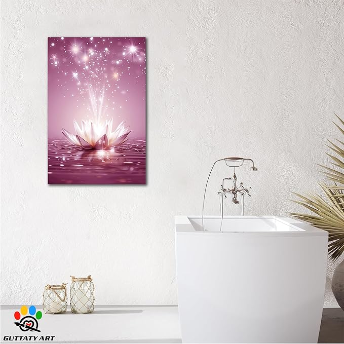 Zen Lotus Floral Pictures Wall Art, Water Lily Bloom Picture, Lotus Flower Canvas Art Print, Calm Relax Poster, Spiritual Zen Flower Print for Zen Office Decor Meditation Poster12x18 inch