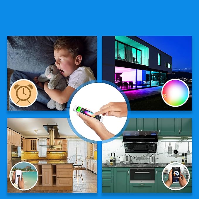 Smart RGB Cabinet Lights,Color Changing & White Dimmbale Light Bar for Counter,Case,Desk,LED Light Strips with Alexa,Echo,App,Remote Control,Music Sync Indoor Room,TV,Party Lighting Decor,6pcs
