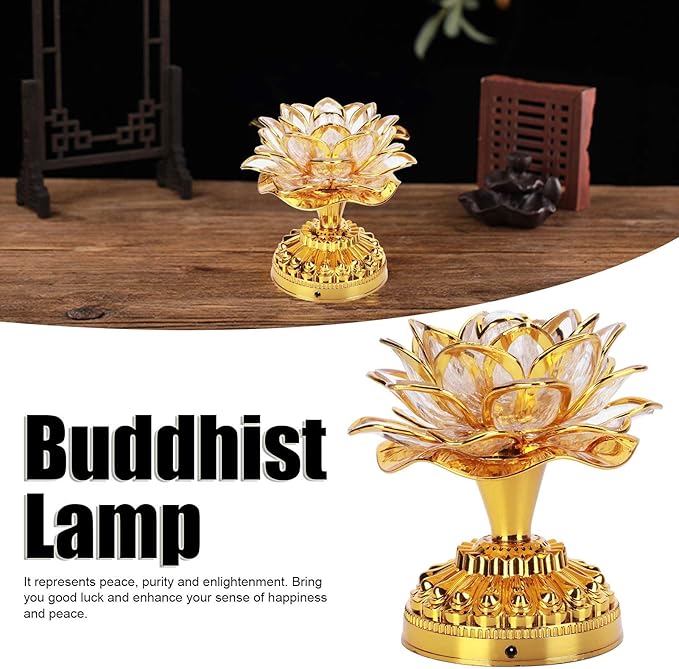 Lotus Flower Buddha Light LED Lamp, 7 Color Changing Meditation Night Light for Home Altar Decor - Energy Efficient Buddhist Prayer Lamp with Power Adapter for Yoga, Office, Meditation Room (5.1 Inch)