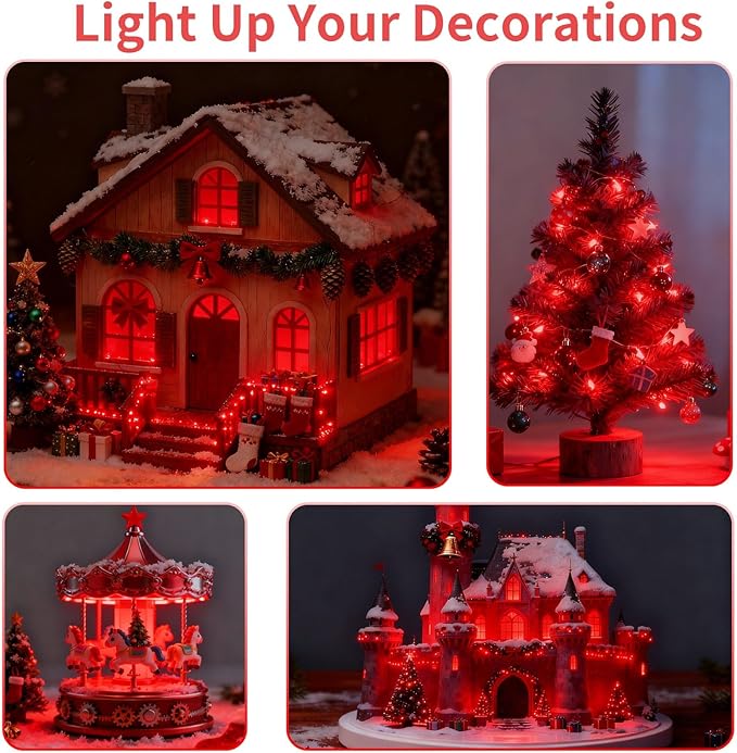 12 Pack Mini LED Lights, Red Light Small LED Lights Battery Powered for Crafts, Tiny Miniature Spotlights, Wireless Dollhouse Light for Displays, Party,Wedding,Halloween Decorations
