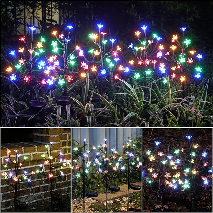 Solar Garden Lights Outdoor,Solar Lights Outdoor Decorative Waterproof for Outside 6Pack, 120Led Solar Flowers Garden Decor, Yard Pathway,Patio Fairy Decorations,Gardening Gifts for Women Mom