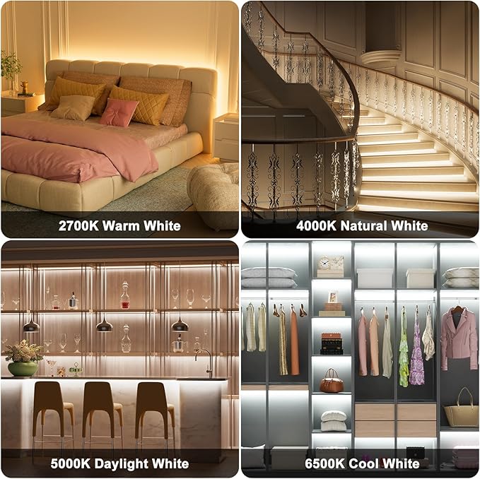 PAUTIX COB LED Strip Light White CCT Tunable 4800LEDs,CRI90+ 24ft/7.5m Dimmable 2700K-6500K 24V LED Tape Light,for Under Cabinet Bedroom Kitchen TV Mirror DIY Lighting(Adapter & Dimmer NOT Included)