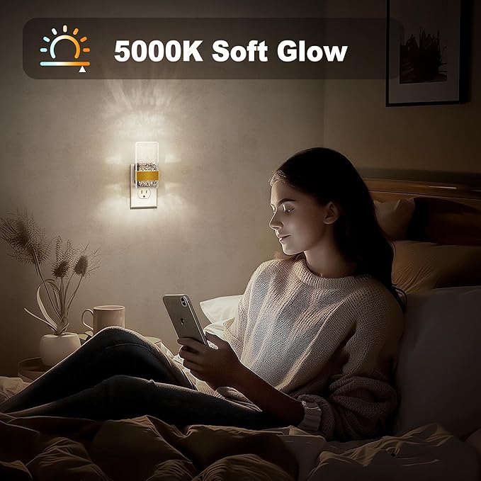 JandCase Night Lights Plug into Wall, Dusk to Dawn Sensor, Acrylic Bubble Design, 0-100lm Adjustable Brightness, for Bedroom, Bathroom, Living Room, Hallway