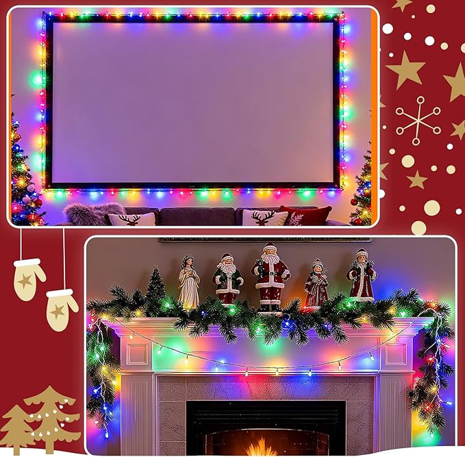 Christmas String Lights Outdoor Waterproof 9.8ft 30 LED, Muliticolor Fairy Lights Battery Operated with Timer Clear Wire for Indoor & Outdoor Christmas Decorations Garland Party Garden