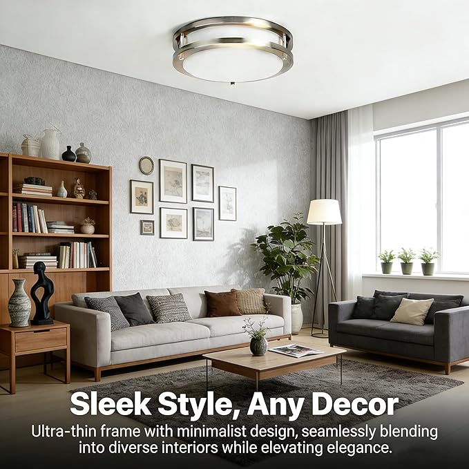 Drosbey 32W Dimmable LED Ceiling Light Fixture, Flush Mount Ceiling Lights for Kitchen, Bathroom, Bedroom, Hallway, 2700K/3000K/3500K/4000K/5000K Adjustable, 300W Equivalent, UL Listed