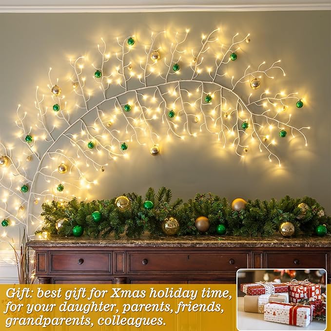 Willow Vine Lights with Remote for Wall: 7.5ft LED Enchanted Vines Lights DIY White Birch Tree Light for Room and Home Decor - Flexible Lighted Branches Light for Halloween & Christmas Decorations