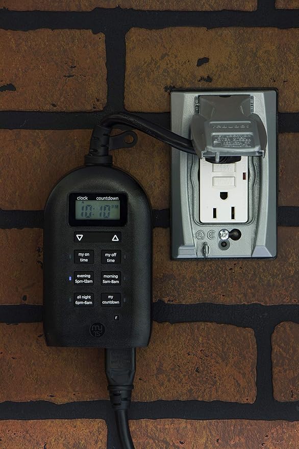 myTouchSmart 26898-P1 Indoor/Outdoor Weather Resistant Digital Plug-in Timer, Custom Presets