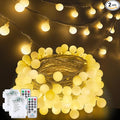2 Pack Battery Operated String Lights - 52FT 120 LED Globe Fairy Lights with Remote, Waterproof String Light Indoor Outdoor 8 Modes with Timer for Bedroom Classroom Dorm Christmas Decor, Warm White