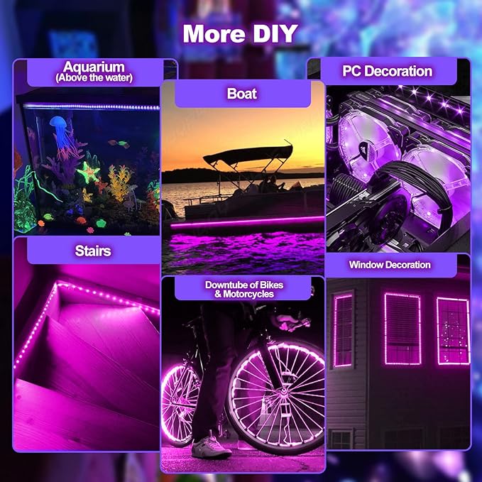 Waterproof 40Ft Black Light Strip, IP65 Black Light Fixtures Kit, 720 LED Strip with 12V Power Supply for Outdoor Indoor Halloween Glow Neon Party Resin Curing Display Cabinet Posters Boat