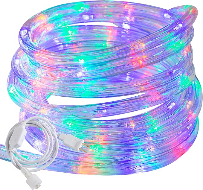 50ft Multicolor Rope Lights,Connectable for Indoor & Outdoor,110V Transparent Flexible Tube Lights,Waterproof LED Rope Lighting For Outside,Deck,Patio,Pool,Camping,Bedroom Decor,Landscape Lighting