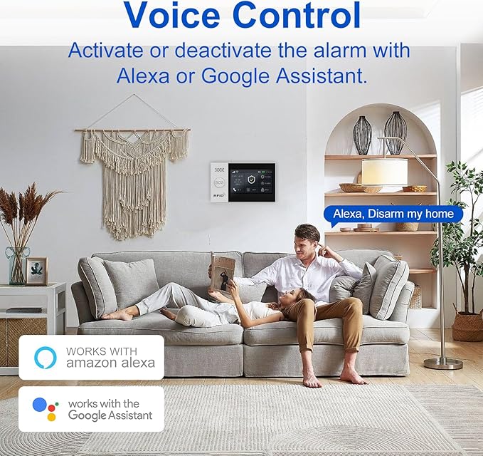 WiFi Wireless Alarm System for Home Security - 24/7 Protection Smart Home Devices 4.3" Touch Screen, GSM/4G+WiFi, App Instant Alerts, No Monthly Fee, Alexa Compatible for Villa, Kids Safety (21 pcs)