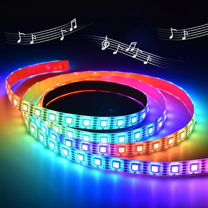 Yescom APP Control LED Strip Light 6.6ft Music Sync Color Changing WiFi Smart 120 LEDs Ambient Lamp Compatible with Alexa & Google Assistant for Bedroom Gaming Room