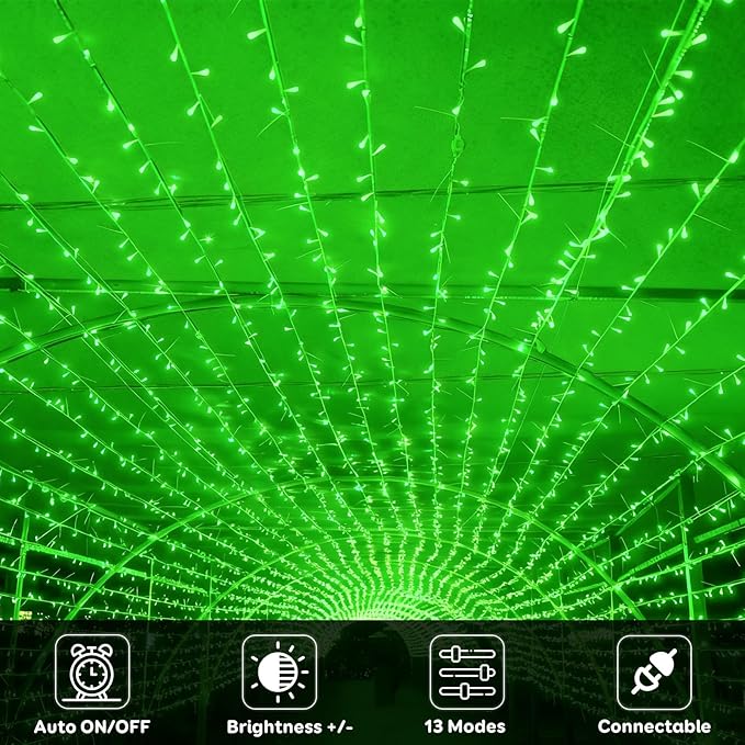 88FT 240LED Extra-Long Connectable String Lights Indoor Outdoor Clear Wire, Green Christmas String Lights, Plug in Twinkle Fairy Light with Timer for Wedding Patio Tree Yard Christmas Decorations