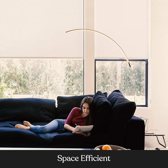 Brightech Sparq Arc Floor Lamp - Sleek, Minimalist Curved LED Standing Lamp for Living Room, Office Desk, Arches Over Bed and Sofa for Reading, Bright & Dimmable Task Light - Silver