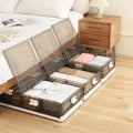 Under Bed Storage Containers with Wheels - Stackable, Foldable Plastic Storage Boxes with Lids for Clothes, Shoes, Blankets - Perfect for Bedroom Organization and Dorms
