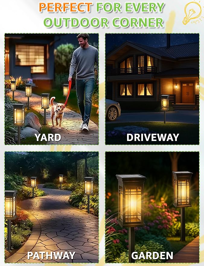 8 Pack Solar Lights Outdoor Waterproof, Bright Solar Pathway Lights with Auto On/Off, Weatherproof Garden Landscape Lighting for Yard Patio Walkway Lawn Decor