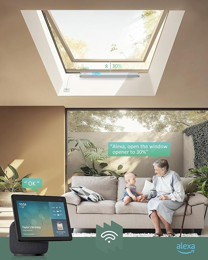 Yoolax Smart Motorized Window Opener, Automatic WiFi Window Closer, Electric Skylight Chain Opener, APP & Voice Control Adjustable Travelling Distance