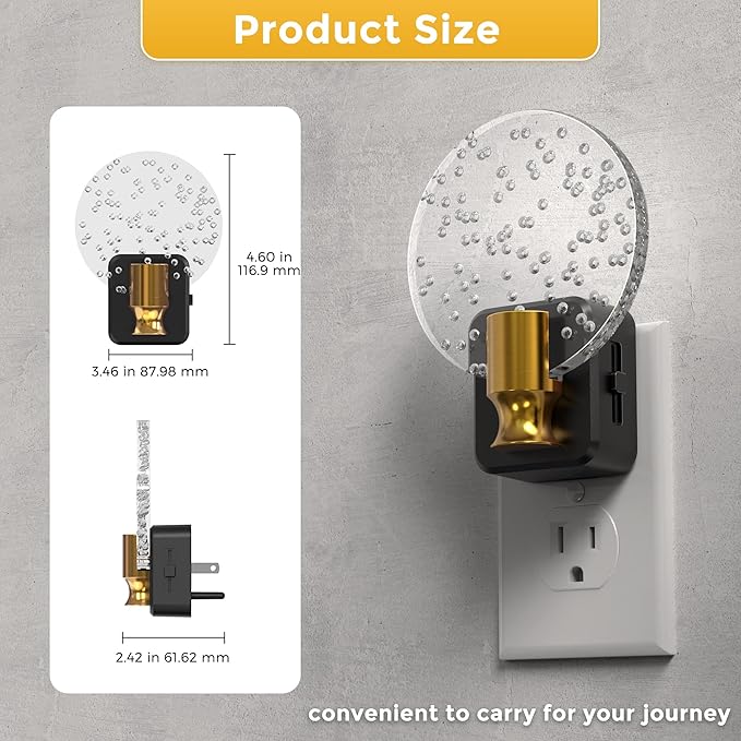 L LOHAS LED Night Lights Plug into Wall, Dusk to Dawn Sensor, 3000K Soft White LED, 180° Rotating Acrylic Bubble Nightlight, 0-100lm Adjustable Brightness, 2-Pack for Bedroom, Bathroom, Hallway
