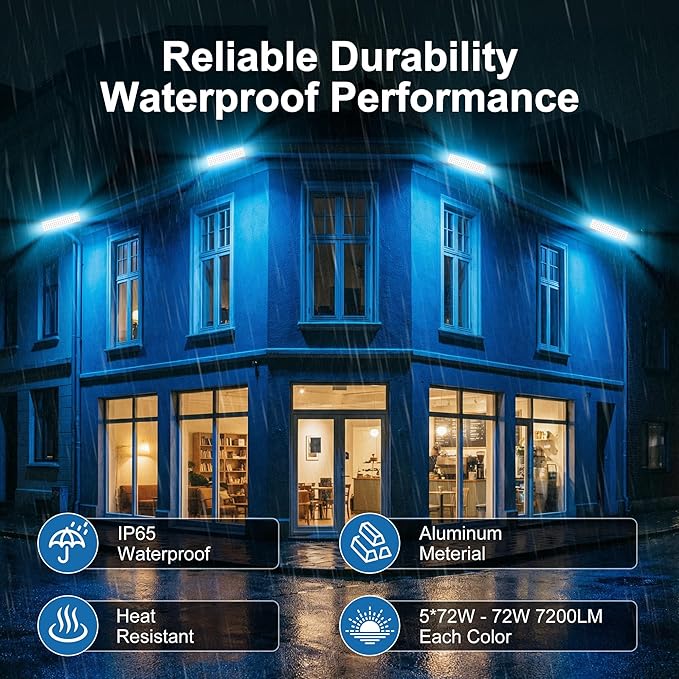 Smart Color Changing Flood Lights Outdoor 360W LED Wall Washer – WiFi App, Voice & Remote Controlled, 2700K-6500K Tunable White, 16M Colors, Linkable Landscape Security Lights (Black)