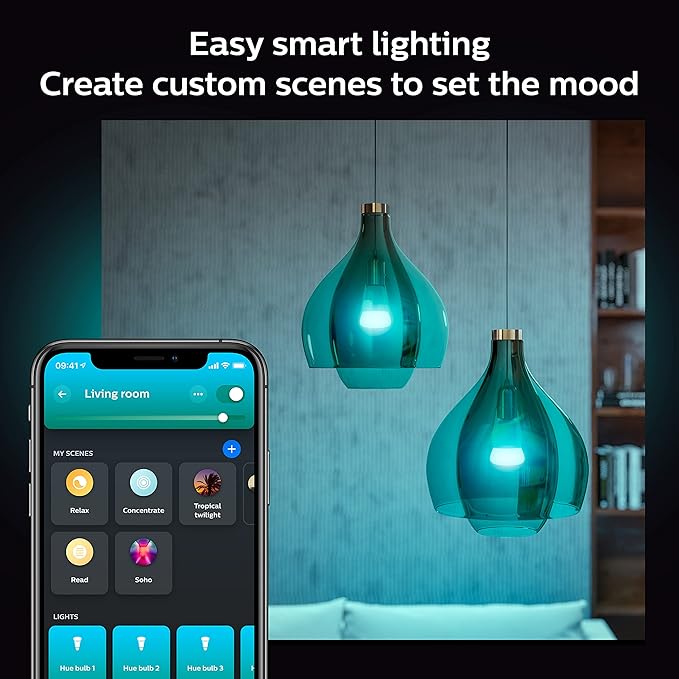 Philips Hue Color 75W A19 Smart LED Bulb 2PK + Hue Bridge - White and Color Ambiance