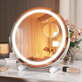 Hasipu Vanity Mirror with Lights, 11" x 11" LED Makeup Mirror with Small 10X Magnifying Mirror, Lighted Makeup Mirror with Lights, Smart Touch Control 3 Colors Dimmable Mirror White