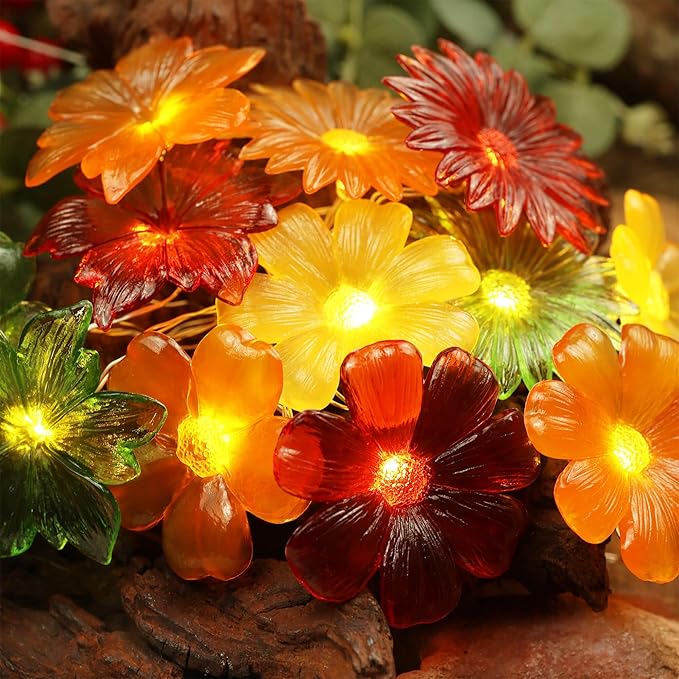 Cute Flower Fairy Lights String of flowers for decorating-7ft 20LED Waterproof Battery Operated String Lights Outdoor Indoor- Floral Garland for Wedding Garden Christmas Tree Bedroom Wreath Decor