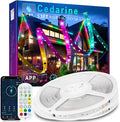 53FT Continuous RGB+IC Outdoor Led Strip Lights Waterproof with RF Remote & Bluetooth Music Sync App Control, Long Color Changing LED Rope Lights,IP67,24V (RGB+IC, 53FT)
