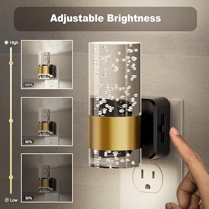 JandCase Night Light, Night Lights Plug into Wall, 2 Pack Dimmable LED Night Light with Adjustable Brightness, Automatic Night Lights Plug in with Auto Light Sensor, 5000K for Bathroom Hallway Decor