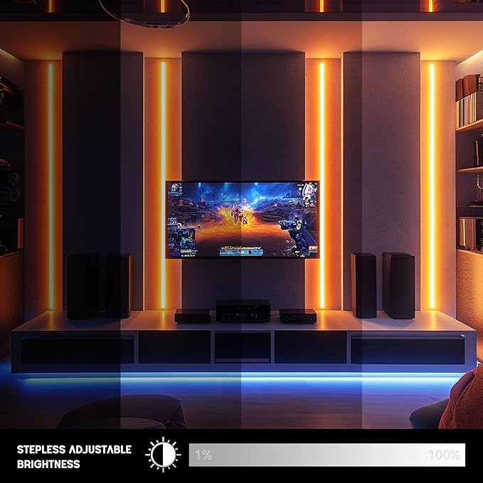 DELight AC 110-120V Waterproof IP65 Window Display RGB 150ft Double-Side Neon Rope Lights with Remote Control & APP Music Sync Dimmable Cuttable Flexible LED Strip Lights Outdoor DEL-D150R